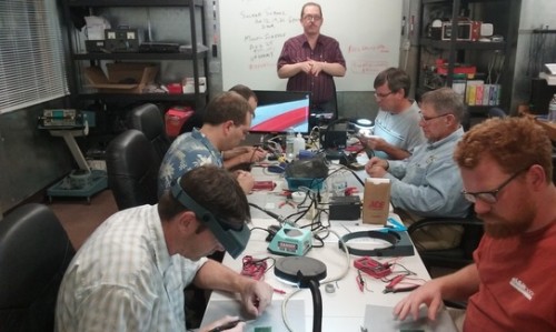 A Solder School class at ESPACE Labs.